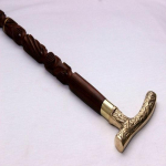 Antiikne jalutuskepp Vintage messingist k&auml;sitsi nikerdatud k&auml;epidemega jalutuskepp