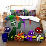 3D Rainbow Friends voodipesukomplektid tekikott koos padjap&uuml;&uuml;riga, kaheinimesevoodi, t&auml;issuuruses kuninganna voodiriided voodipesu AU Queen 210x210