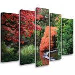 Viieosalise pildiga l&otilde;uenditr&uuml;kk Japan Garden Forest 100x70 roheline