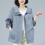 Naiste beež tuulejope keskmise pikkusega trent&scaron;mantel kevade ja s&uuml;gise uus Korea vaba kapuutsiga must jope naiste &uuml;ler&otilde;ivad M