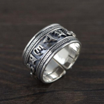 S925 S925 Sterling Silver National Style Six &ndash; tegelase mantra avatud s&otilde;rmus Mees, t&auml;ish&otilde;bedane Retro Vadžra s&otilde;rmus Ehted Resizable kuldne