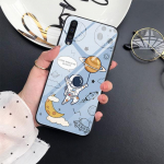 Luksuslik telefoni&uuml;mbris Samsung Galaxy A71 A72 A70 A73 A53 A13 5g A03 A22 A21s A03 Core A42 A52 Moon Astronaut klaasist kattega For Samsung A52 5G