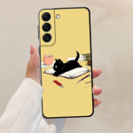 Silikoonist tagumine must &uuml;mbris Samsung Galaxy S8 S9 S7 S21 Plus S10 S23 Ultra 5g S10e S22 S20 Fe Cat Cartoonile armas kate Samsung S23 5G