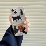 Ins Korea Cute Cartoon 3D Black Cat l&auml;bipaistev telefoni&uuml;mbris iPhone 13 12 11 Pro Xs Max X Xr selge p&otilde;rutuskindel pehme tagakaas For iPhone XS Max