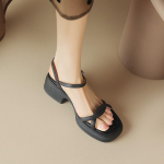 Kevadsuvised kalasuu &otilde;&otilde;nsad Rooma sandaalid, paksud k&otilde;rgete kontsadega Naiste suvised naiste sandaalid 39 must