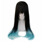 80 cm Anime Demon Slayer Kimetsu no Yaiba Tokitou Muichirou Ponytails parukas Cosplay kost&uuml;&uuml;m kuumakindlad s&uuml;nteetilised juuksed pikad parukad One Size sinine