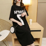 Suvised naiste pikad seelikud Naiste kleit T&uuml;drukutele avar O-kaelusega vabaaja T-s&auml;rkide kleit XXXXL oranž