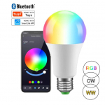 Juhtmevaba Bluetooth 4.0 nutipirn Tuya APP Control H&auml;mardatav 9W E27 RGB+CW+WW LED v&auml;rvimuutuslamp &uuml;hilduv IOS/Androidiga 100-130V