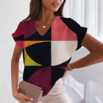 Naiste T-s&auml;rk Simple Fashion V-kaelusega l&uuml;hikeste varrukatega Tiny Spot Print T-s&auml;rk naistele Harajuku lahtised r&otilde;ivad naiste pullover L