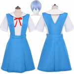 Anime EVA Cosplay kost&uuml;&uuml;m Asuka Langley Sori Tokyo Ayanami-Rei Riietus Sinine Kleit Parukas Oranž Halloweeni Koolivorm naistele suvine XXXL