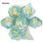 7 tk Green Resin kuldne number terava servaga t&auml;ringud, mitmetahulised t&auml;ringud, mis sobivad rollim&auml;nguks RPG lauam&auml;nguks mitmev&auml;rviline