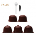 5 tk kohvikapsli tass Mugav vastupidav ja korduvkasutatav toidukvaliteediga kohvikapslite filter Dolce Gusto jaoks valge