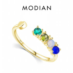 MODIAN 925 Sterling Silver Heat Rainbow v&auml;rvilised kristallist s&otilde;rmused naistele reguleeritavad s&otilde;rmused pulma kihlus ehted 5 h&otilde;be