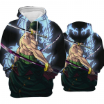Anime Characters perifeerne seeria 3D digitaalprintimine pikkade varrukatega kapuutsiga lukuga meeste kampsun M valge