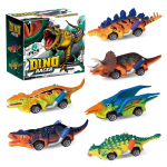 6 pakkige dinosauruste m&auml;nguasju, tagasit&otilde;mmatavad autod, realistlikud dinosauruste m&auml;nguasjad, T-Rex dinosauruste m&auml;ngud m&auml;nguasjad autod s&uuml;nnip&auml;eva lihav&otilde;ttep&uuml;hadeks 3,4,5,6,7,8-aastastele lastele Package,14x8.5x12.5cm