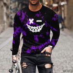 Joker muster 3D prinditud meeste &uuml;markaelus T-s&auml;rk vabaaja pikkade varrukatega oversize pullover moetrend meeste riided L