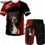 Suvine Pitbull Rottweiler Dog 3D Prinditud Meeste Naljakas T-s&auml;rk/L&uuml;hikesed p&uuml;ksid/Kost&uuml;&uuml;mid Meeste Spordidressi Komplekt Graafilised T-p&uuml;ksid L&uuml;hikesed p&uuml;ksid 2-osalised komplektid XL
