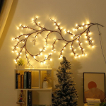 144 valgust seinapuu v&otilde;lutud pajuviinapuu valgus painutatav valgustatud viinapuu oks j&otilde;uludeks Kodupeo seina raamaturiiul warm light-96Leds