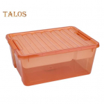 Plastikust hoiukast jagatud kandikuga Suure mahutavusega l&auml;bipaistev virnastatav m&auml;nguasjade hoiukast M&auml;ngutoa konteineri korraldaja oranž