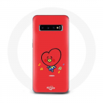 Coque pour Samsung Galaxy S10 Bangtan Gar&ccedil;ons BT21 TATA V Fond Rouge