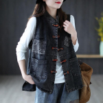 Meeste suures suuruses teksariidest vest Kuulsa stiiliga vintage naiste vestid XXXXXL must