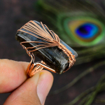 Natural Labradorite Gemstone Handmade Copper Wire Wrap Gift Ring Size 6 o8v21