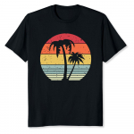 Palmipuu Retro Troopiline Rand Unisex T-s&auml;rk S