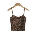Y2K suvekuum t&uuml;druku stiil retro-leopardimustriga camisole &otilde;huke spagetirihm Seksikas k&auml;rbitud topp &otilde;hukesed varrukateta topid S pruun