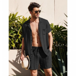 Suvine puuvillane linane s&auml;rgikomplekt Meeste vabaaja 2-osaline &otilde;ue&uuml;likond ja koduriided pidžaamad, mugavad hingavad rannakomplektid l&uuml;hikeste varrukatega 3XL