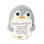 Positiivne heegeldatud nukk julgustava emotsionaalse taimse toega k&auml;sitsi valmistatud kudumiskaart puuviljadest loomade m&auml;nguasi Penguin