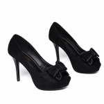 Elegantne Naiste 10cm K&otilde;rged Kontsad 2.5cm Platvormi Fetish Avatud Varba Kingad Daami &Ouml;&ouml;klubi Peo Stiletto Kontsad Suede Mustad Kingad 34 must