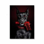 Moodne dobermani pin&scaron;er plakatikoer punaste p&uuml;stolitr&uuml;kkidega Seinakunst Motiveeriv edu L&otilde;uendimaaling Kontori seinakunsti maalimine 21x30cm No Framed