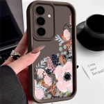 Luksuslik lilleprindiga pehme telefonikaas Samsung S24 S23 Ultra S22 Plus S21 S20 FE A55 A54 A52 A35 A34 p&otilde;rutuskindel l&auml;&auml;tsekaitse silikoonkorpuse kate Samsung S24 kohv