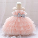 Beebi suvekleit 1-aastane punnis roosa lastele vibu Ristimine Printsess Brithday Vestidos V&auml;ikelaste Ristimine Beebit&uuml;drukute riided 2 beež
