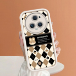 Pehme silikoonist ruudukujuline redelprintimise mustriga telefoni korpus, t&auml;iskaanega kaamera p&otilde;rutuskindel kummist &uuml;mbris Huawei Honori jaoks Huawei Nova Y70 Plus pruun