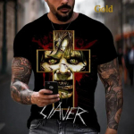 Heavy Metal Rock Band Slayer 3D Prinditud Meeste vabaaja Hip Hop Crew Kaelus Lahedad l&uuml;hikeste varrukatega T-s&auml;rk Cosplay meeste riided XL