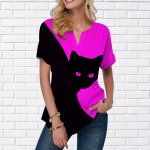 Naiste Suvine T-s&auml;rk Musta Kassi Prindiga L&uuml;hikeste Varrukatega T-s&auml;rgid Vabaaja Prindiga Topid V&auml;ike V-kaelus L&uuml;hikesed Varrukad XS punane