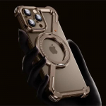 Metallist Z-kujuline 360&deg; p&ouml;&ouml;rlev alus Magnetiline telefoni&uuml;mbris iPhone 16 15 14 13 Pro Max jaoks Alumiiniumisulamist Raamita Magsafe Jahutav Kate For iPhone 16 Pro Max kuld