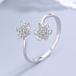 S925 S925 Sterling h&otilde;be Korea stiilis naiste teemant lootose s&otilde;rmus T&auml;iesti sobiv v&auml;rskete lilledega h&otilde;bedane s&otilde;rmus