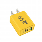 65W GAN PD USB-laadija C-t&uuml;&uuml;pi laadija kiirlaadimise toiteadapter iPhone 15 jaoks Xiaomi Huawei Samsungi mobiiltelefoni kiirlaadija US kollane