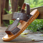 Meeste kingad Slip-On Split Nahk Pehme Meeste Rannas Suvised Meeste sandaalid Sussid Pl&auml;tud pl&auml;tud 38 pruun