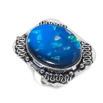 Natural Blue Triplet Opal 925 Sterling Silver Jewelry Ring Size 9.5 h5u49