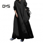 Kevads&uuml;gisene naiste kleit Vintage etnilises stiilis avar A-kujuline suur &auml;&auml;ris Alla keeratav krae pahkluu pikkusega pikkade varrukatega daami maksikleit XXXL must