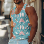 Meeste suvise surfi rannapaagiga vabaajaline hingav varrukateta topp lahtise tr&uuml;kiga L ts&uuml;aan