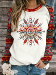 Aztec Print sviiter Ethnic Crew Neck pikkade varrukatega dressipluus naiste riided S