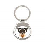 Schnauzer - geometric keychain with a photo and the inscription Art-Dog