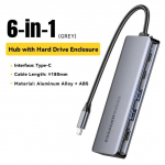 Essager USB C jaotur M.2 SSD k&otilde;vaketta korpusega 6/7 in 1 PD100W USB3.2 10Gbps HDMI USB Type C adapter Macbook Pro Air PC jaoks 6 in 1 HUB hall