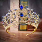 Barokk Luksus Suur Kristall Leht Pruudi Tiarad Kroonid Diadeem Iludusv&otilde;istlus Ball Rhinestone Loor Tiar Peapael Pulma Juukseaksessuaarid Approximately 14cm