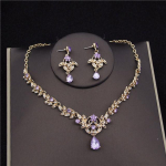 Luksuslikud lillekristallidest pruudi ehete komplektid naistele pulmakleidid k&otilde;rvar&otilde;ngad pruudi kaelakee komplektid kost&uuml;&uuml;mitarvikud punane