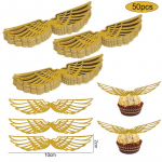 50Pcs Wings Chocolate Cake Party cake Decoration Wizard Topper Gold Wing Cupcake Toppers Snitch Wedding birthday Decor